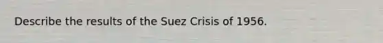 Describe the results of the Suez Crisis of 1956.