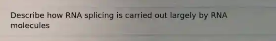 Describe how RNA splicing is carried out largely by RNA molecules