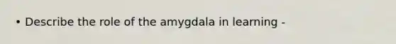 • Describe the role of the amygdala in learning -