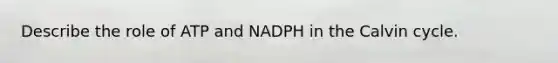 Describe the role of ATP and NADPH in the Calvin cycle.