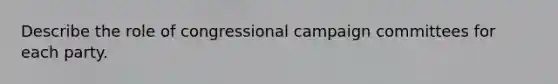 Describe the role of congressional campaign committees for each party.