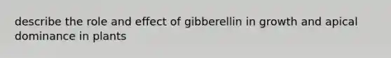 describe the role and effect of gibberellin in growth and apical dominance in plants