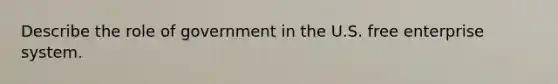 Describe the role of government in the U.S. free enterprise system.