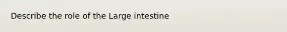 Describe the role of the <a href='https://www.questionai.com/knowledge/kGQjby07OK-large-intestine' class='anchor-knowledge'>large intestine</a>