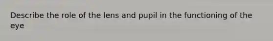 Describe the role of the lens and pupil in the functioning of the eye