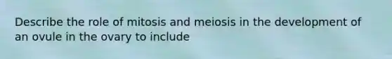 Describe the role of mitosis and meiosis in the development of an ovule in the ovary to include