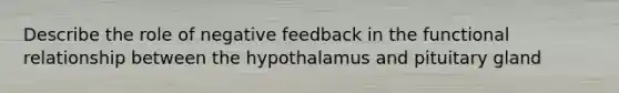 Describe the role of negative feedback in the functional relationship between the hypothalamus and pituitary gland