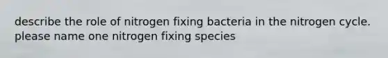 describe the role of nitrogen fixing bacteria in the nitrogen cycle. please name one nitrogen fixing species