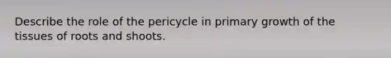 Describe the role of the pericycle in primary growth of the tissues of roots and shoots.