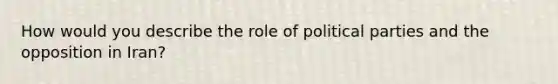 How would you describe the role of political parties and the opposition in Iran?