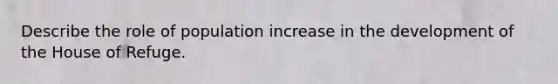 Describe the role of population increase in the development of the House of Refuge.