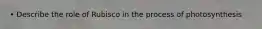 • Describe the role of Rubisco in the process of photosynthesis