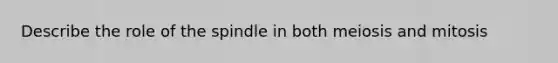 Describe the role of the spindle in both meiosis and mitosis