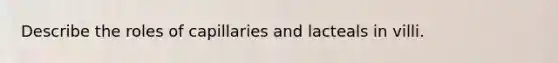 Describe the roles of capillaries and lacteals in villi.