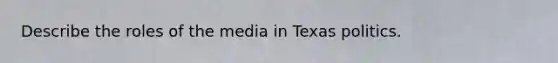 Describe the roles of the media in Texas politics.