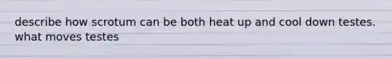 describe how scrotum can be both heat up and cool down testes. what moves testes