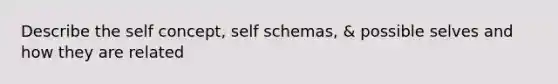 Describe the self concept, self schemas, & possible selves and how they are related