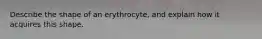 Describe the shape of an erythrocyte, and explain how it acquires this shape.