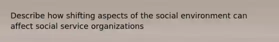 Describe how shifting aspects of the social environment can affect social service organizations