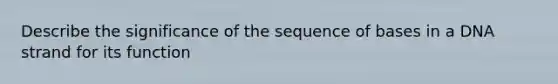 Describe the significance of the sequence of bases in a DNA strand for its function