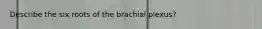 Describe the six roots of the brachial plexus?