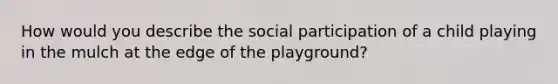 How would you describe the social participation of a child playing in the mulch at the edge of the playground?