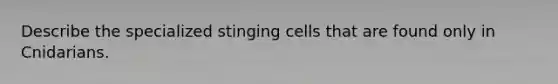 Describe the specialized stinging cells that are found only in Cnidarians.