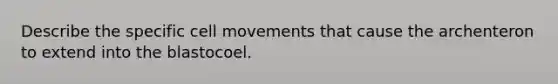 Describe the specific cell movements that cause the archenteron to extend into the blastocoel.