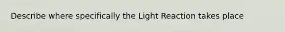 Describe where specifically the Light Reaction takes place