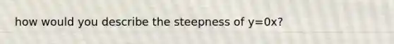 how would you describe the steepness of y=0x?