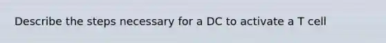 Describe the steps necessary for a DC to activate a T cell