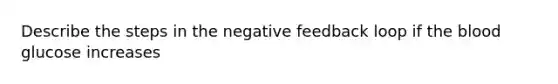 Describe the steps in the negative feedback loop if the blood glucose increases