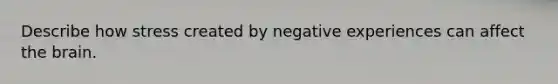 Describe how stress created by negative experiences can affect the brain.