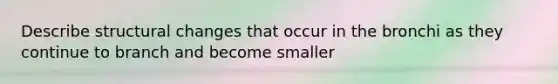 Describe structural changes that occur in the bronchi as they continue to branch and become smaller