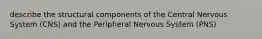 describe the structural components of the Central Nervous System (CNS) and the Peripheral Nervous System (PNS)