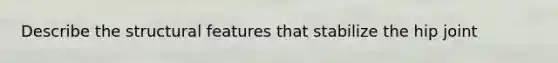 Describe the structural features that stabilize the hip joint