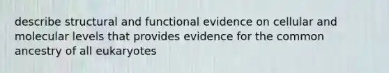 describe structural and functional evidence on cellular and molecular levels that provides evidence for the common ancestry of all eukaryotes