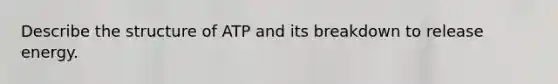 Describe the structure of ATP and its breakdown to release energy.