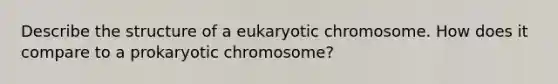 Describe the structure of a eukaryotic chromosome. How does it compare to a prokaryotic chromosome?