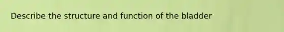 Describe the structure and function of the bladder