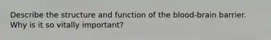 Describe the structure and function of the blood-brain barrier. Why is it so vitally important?