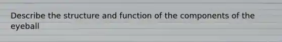 Describe the structure and function of the components of the eyeball