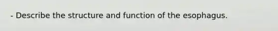 - Describe the structure and function of the esophagus.