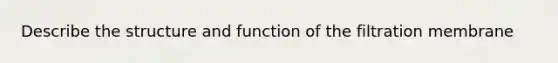 Describe the structure and function of the filtration membrane