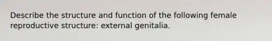 Describe the structure and function of the following female reproductive structure: external genitalia.