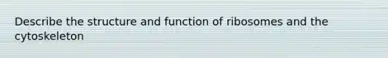 Describe the structure and function of ribosomes and the cytoskeleton