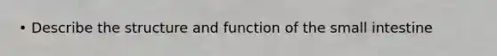 • Describe the structure and function of the small intestine