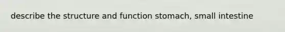 describe the structure and function stomach, small intestine