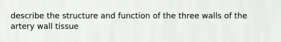 describe the structure and function of the three walls of the artery wall tissue