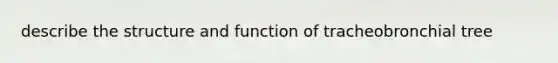 describe the structure and function of tracheobronchial tree